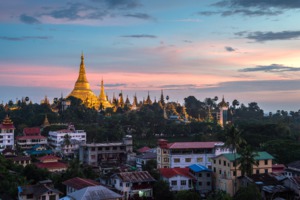 Sunset over Yangon, Myanmar