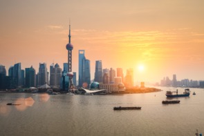 Sunset over Shanghai, China