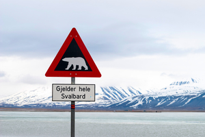 Polar bear warning sign, Svalbard archipelago