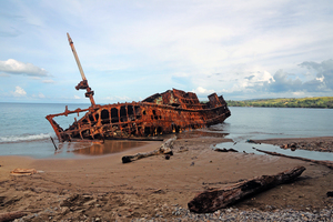 World War II shipwreck near Honiara, Guadalcanal, Solomon Islands