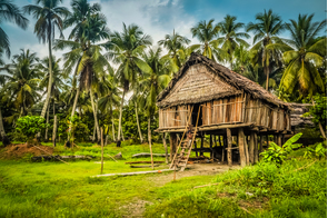 Traditional house in Palembe, Sepik river, Papua New Guinea
