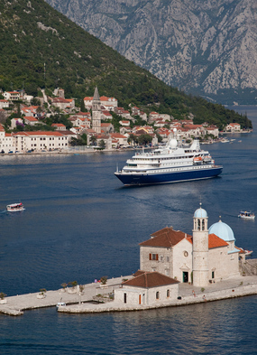 SeaDream Yacht Club in the Bay of Kotor, highlight of a Greece, Montenegro & Croatia cruise