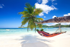 Beach on Mahé, Seychelles with hammock