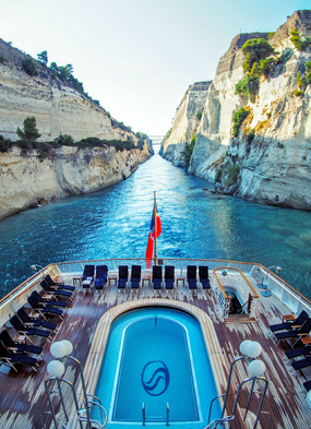 A SeaDream cruise on the Corinth Canal, one of the world's great canal journeys