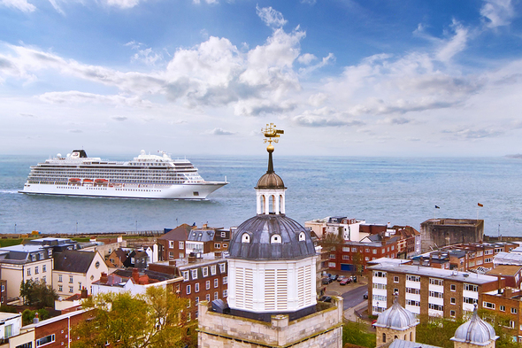 Viking Venus in Portsmouth as part of her 2021 summer programme cruising around the UK