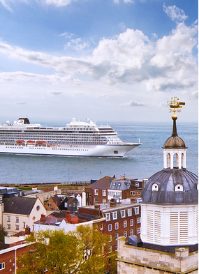 Viking Venus in Portsmouth as part of her 2021 summer programme cruising around the UK