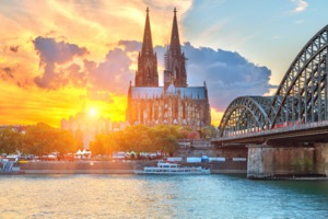 Sunset over Cologne cathedral, Germany